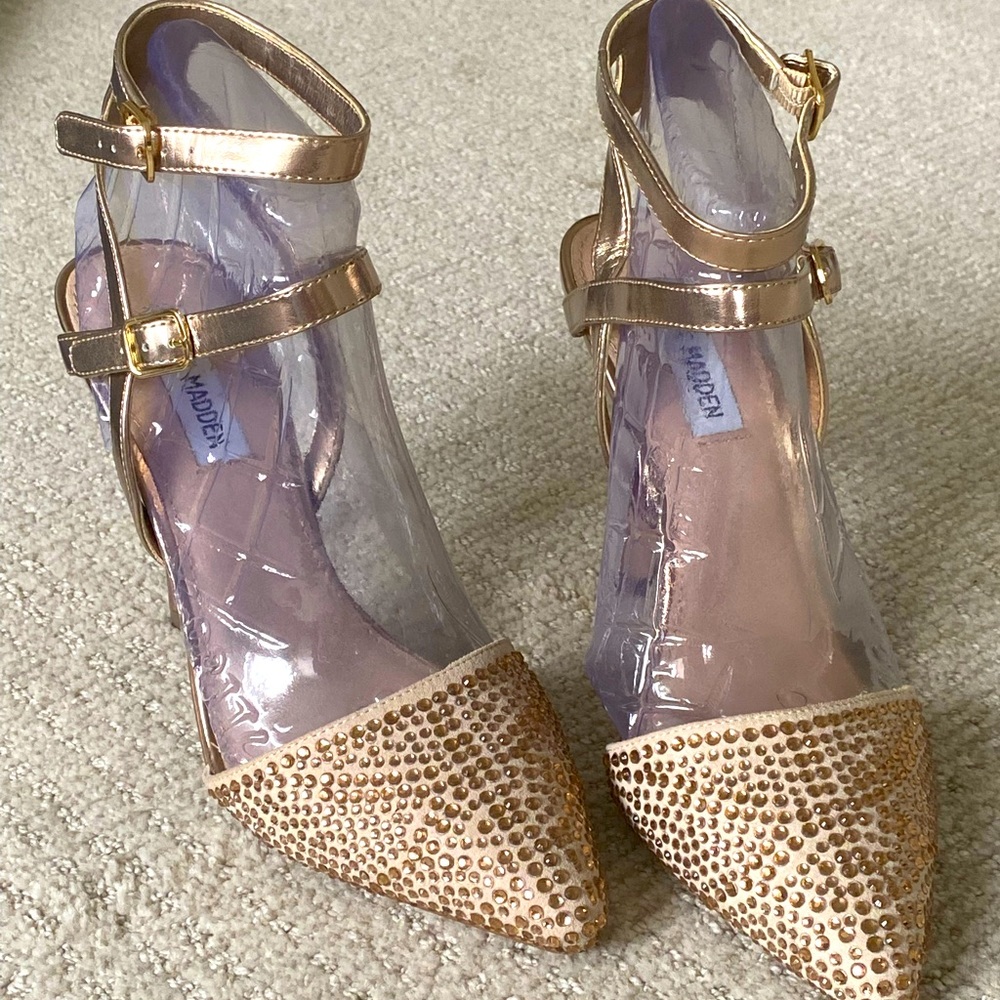 Blush Rhinestone ~ Ankle Strap Stilettos ~ Steve Madden